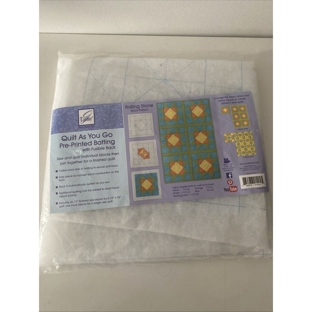 June Tailor Quilt As you Go Pre-Printed Batting Rolling Stone Block Pattern